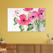 Aquarell rosa Blumen Canvas Afdruk (Insitu (Woonkamer))