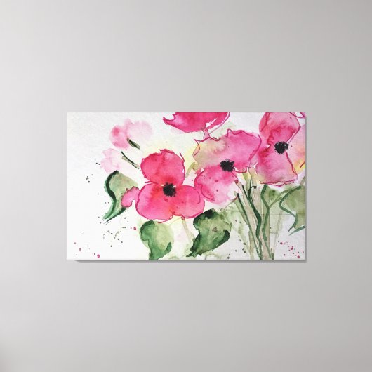 Aquarell rosa Blumen Canvas Afdruk (Voorkant)