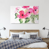 Aquarell rosa Blumen Canvas Afdruk (Insitu (Slaapkamer))