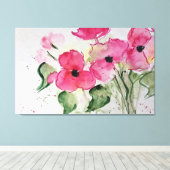 Aquarell rosa Blumen Canvas Afdruk (Insitu (Houten vloer))