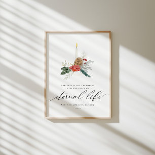 Aquarelle 1 Jean 5:11 affiche de Noël