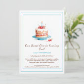 Aquarelle 1er anniversaire Invitation avec bougie  (Debout devant)