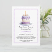 Aquarelle 1er Anniversaire Invitation avec Cake li (Debout devant)