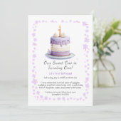Aquarelle 1er Anniversaire Invitation avec Cake li (Debout devant)