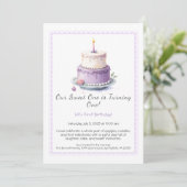 Aquarelle 1er anniversaire Invitation avec gâteau (Debout devant)