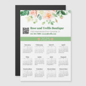 Aquarelle 2025 Roses Business Calendar Magnet (Devant / Derrière)