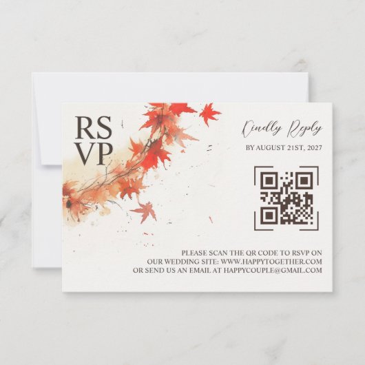 Aquarelle à couronne d'automne RSVP (Devant)