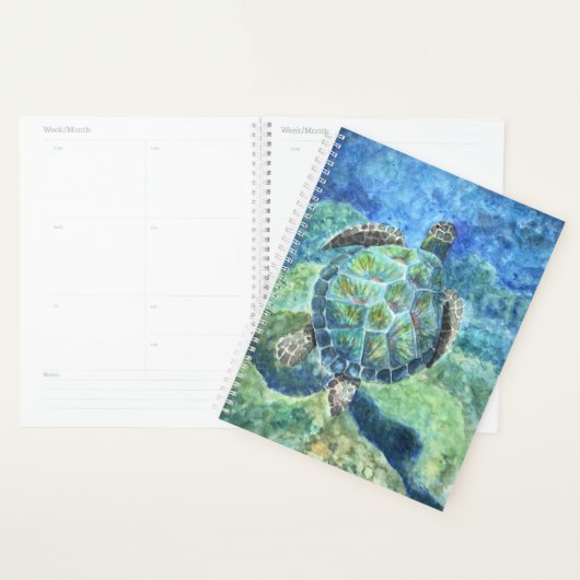Aquarelle à grande bannière Tortue marine #2 (Devant avec enveloppe)