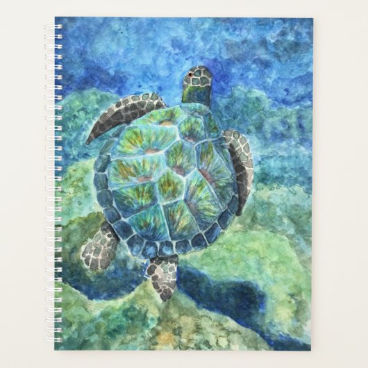 Aquarelle à grande bannière Tortue marine #2 (Devant)