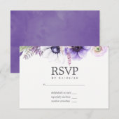 Aquarelle à Mariage violet poussiéreux RSVP floral (Devant / Derrière)