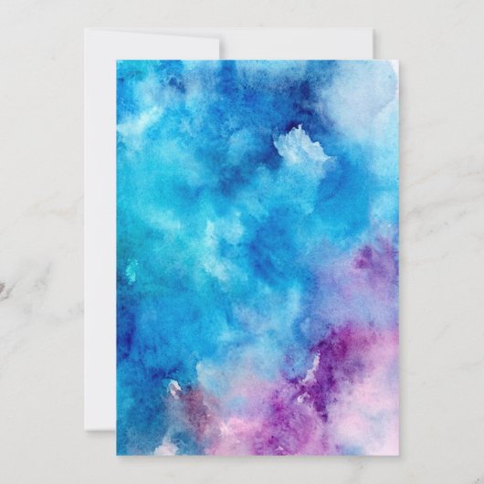 Aquarelle Abstraite bleu violet Faire-part de mari (Dos)