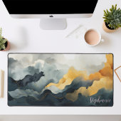 Aquarelle Abstraite Bleue Et Or Personnalisée