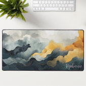 Aquarelle Abstraite Bleue Et Or Personnalisée