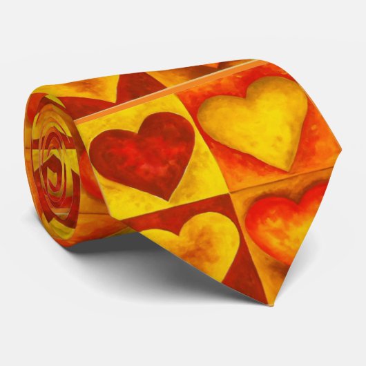 Aquarelle Abstraite Coeur Coeurs rouges Cravate d' (Roulé)