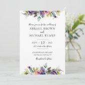 Aquarelle Abstraite Faire-part de mariage floral (Debout devant)