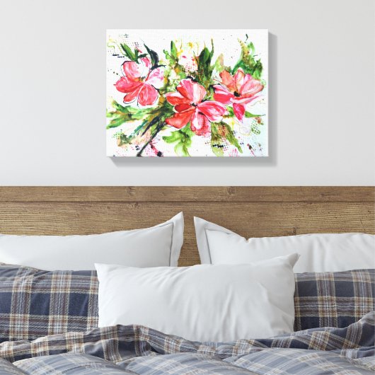 Aquarelle Abstraite impression florale (Insitu(Chambre))