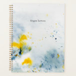 Aquarelle Abstraite moderne bleu et jaune<br><div class="desc">Aquarelle abstraite moderne avec nom personnalisé</div>