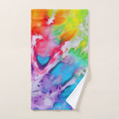 Aquarelle Abstraite moderne Rainbow Batik Tie Dye (Serviette à main)