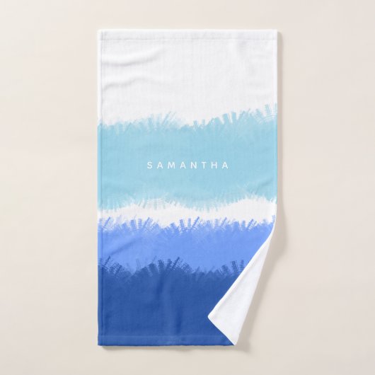 Aquarelle Abstraite moderne tons bleus (Serviette à main)