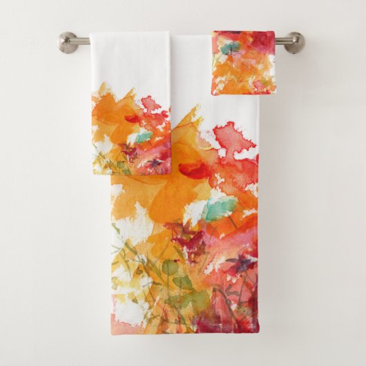 Aquarelle Abstraite orange et blanche Florale 2 (En situation)