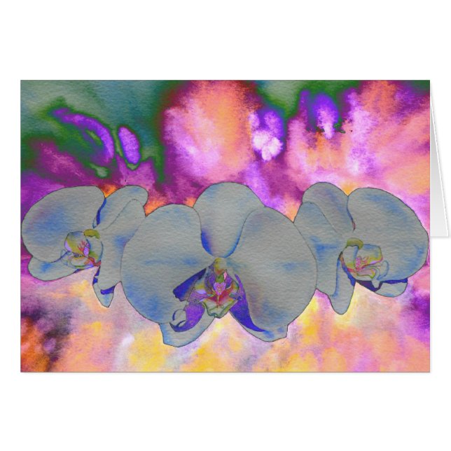 Aquarelle Abstraite orchidées tropicales (Devant Horizontal)