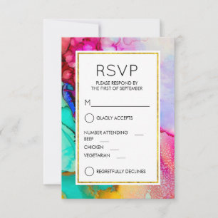Aquarelle Abstraite rose et turquoise RSVP