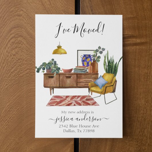 Aquarelle Accueil Faire-part mobile J'ai déménagé