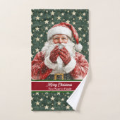 Aquarelle accueillant le Père Noël avec des flocon (Serviette à main)