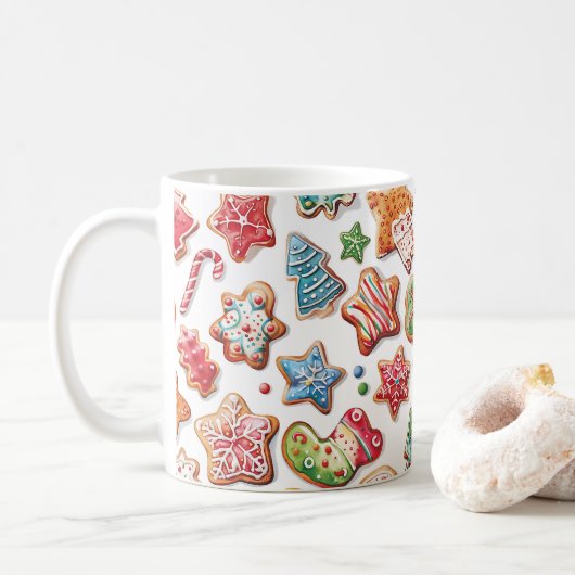 Aquarelle adorable Cookies de Noël Mug (Avec donut)