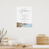 Aquarelle Affiche de bienvenue côtière de Big Sur  (Cuisine)