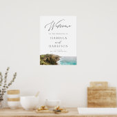 Aquarelle Affiche de bienvenue côtière de Big Sur  (Cuisine)