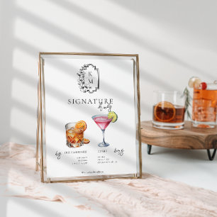 Aquarelle Affiche de boisson signature de la mar