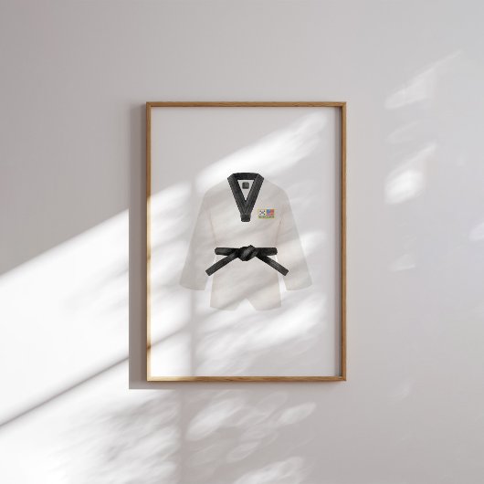 Aquarelle affiche vintage Taekwondo dobok