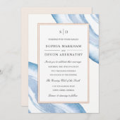 Aquarelle Agate Slice Wedding Invitation | Bleu (Devant / Derrière)