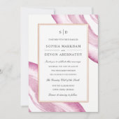 Aquarelle Agate Slice Wedding Invitation | Mauve r (Devant)
