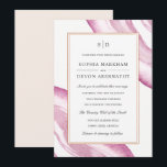 Aquarelle Agate Slice Wedding Invitation | Mauve r<br><div class="desc">Invitations de mariage élégantes,  avec un cadre en faux feuille d'or et une aquarelle design en mauve et rose.</div>