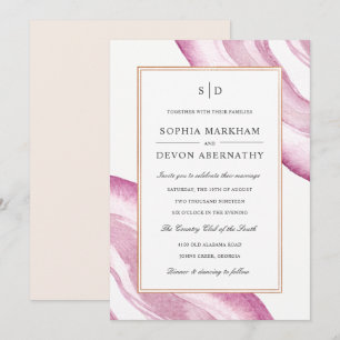 Aquarelle Agate Slice Wedding Invitation Mauve r