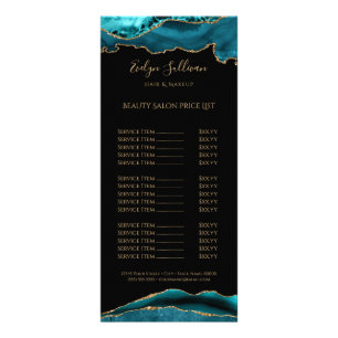 aquarelle agate turquoise sur liste de prix noir