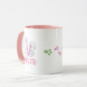 Aquarelle Aimer lapin Floral Pâques café Mug (Devant gauche)