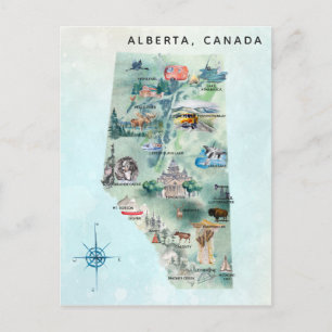 Aquarelle Alberta Canada Carte illustrée Art