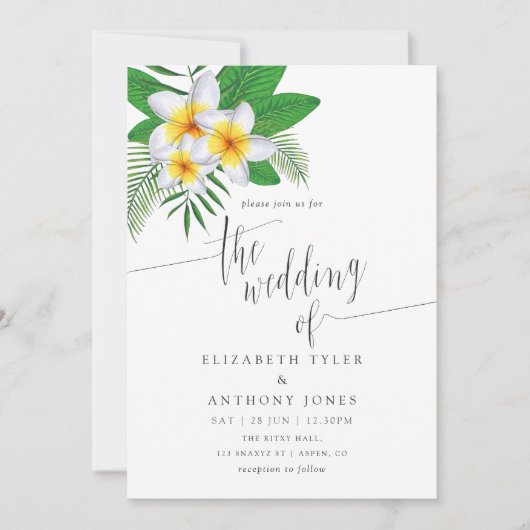 Aquarelle Aloha Luau Plage Mariage Invitation (Devant)