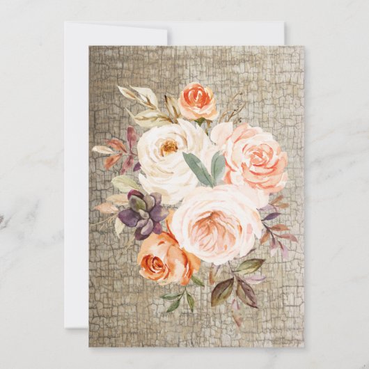 Aquarelle Amicale Citrouille Floral Invitation (Dos)