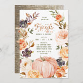 Aquarelle Amicale Citrouille Floral Invitation (Devant / Derrière)