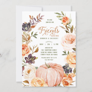 Aquarelle Amicale Citrouille Floral Invitation