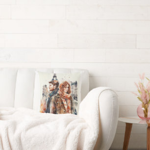 Aquarelle Amour à Paris Oreiller