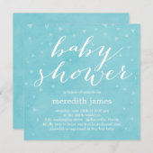 Aquarelle Amour Baby shower Invitation - Bleu (Devant / Derrière)