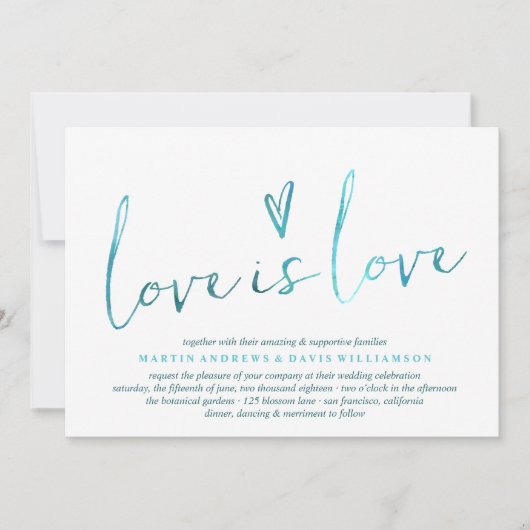 Aquarelle Amour est Amour Gay Mariage Invitations (Devant)