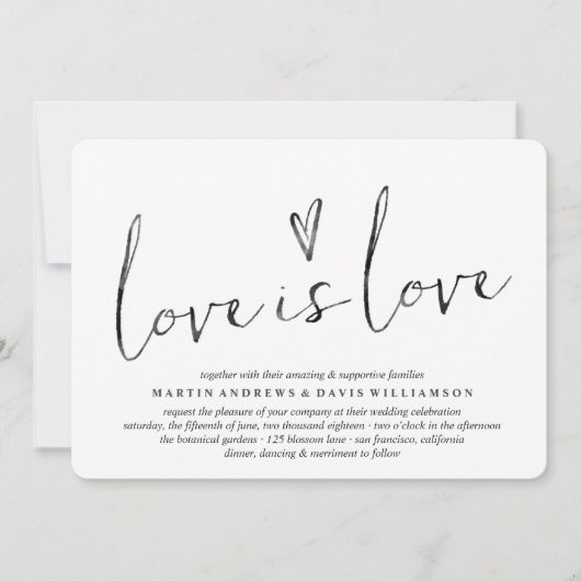 Aquarelle Amour est Amour Gay Mariage Invitations (Devant)