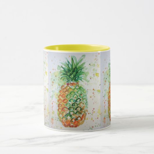 Aquarelle ananas Peinture Mug (Centre)