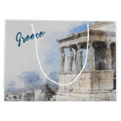Aquarelle Ancienne ruines d'Athènes Grand sac cade (Dos)